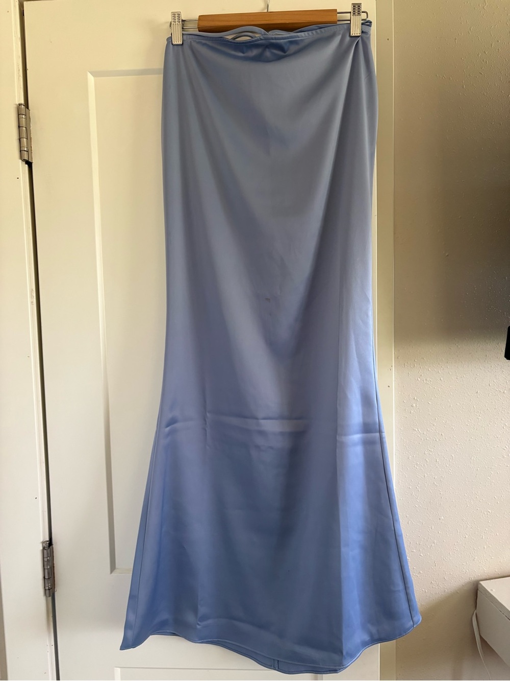 Camila Coelho Light Blue Satin Maxi Skirt